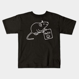 White Line Mouse Rat says Hello Kids T-Shirt